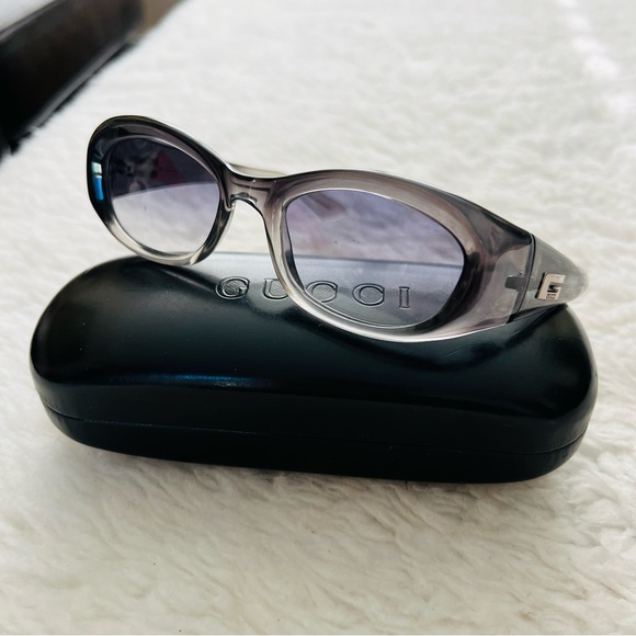 Gucci GG 2432/S T5V Gray/Black Clear Frame Gradient Lens Oval Sunglasses w/Case - Picture 12 of 16